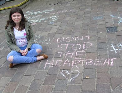 Before leaving a town we write chalk messages on the street pavements.