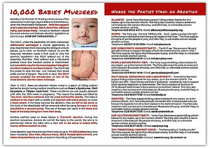 EXPOSED! -  the Political Parties in Northern Ireland that support the murder of babies in the womb