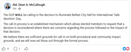 Precious Life welcomes ‘Call-In’ of Belfast City Hall Abortion Illumination Decision