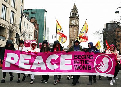 Belfast Rally says PEACE BEGINS IN THE WOMB