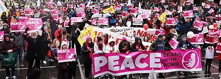 Belfast Rally says PEACE BEGINS IN THE WOMB